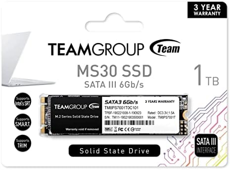 קבוצת צוות MS30 1TB עם מטמון SLC 3D NAND TLC M.2 2280 SATA III 6GB/S כונן מצב מוצק פנימי SSD תואם למחשב נייד ומחשב