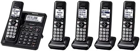 טלפון אלחוטי של Panasonic עם מערכת מכונות מענה, מזהה מתקשר דו לשוני ומערכת חסימת שיחות מתקדמת DECT 6.0 5