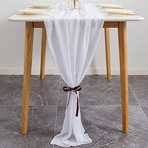 שולחן שיפון 10ft רץ שולחן חתונה רץ שולחן, 29x123 רץ שולחן גזה בצבע אחיד, קישוט שולחן כפרי עצום למקלחות כלות