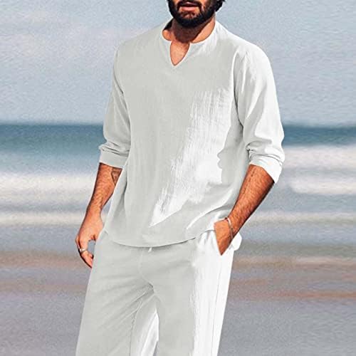 שרוול ארוך של גברים שרוול ארוך הנלי חולצה כותנה סטים לגברים טופסי חוף מזדמנים תלבושות יוגה קיץ