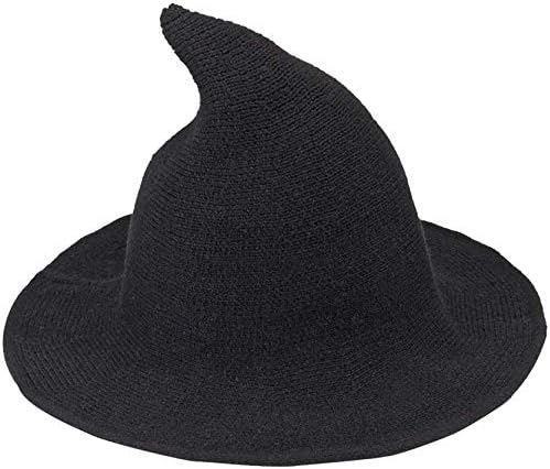 ליל כל הקדושים מכשפה כובע אשף כובע נשים רחב ברים צריח שחור צמר סרוג כובע ליל כל הקדושים קוספליי מסיבת