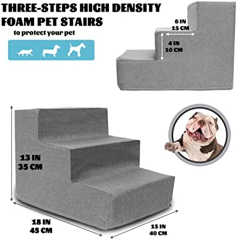 חיות מחמד מדרגות צעדים לכלבים קטנים וחתולים 2023 צפיפות קצף עד 18 אינץ גבוהה מיטת ספת ספת כיסא 3 צעדים