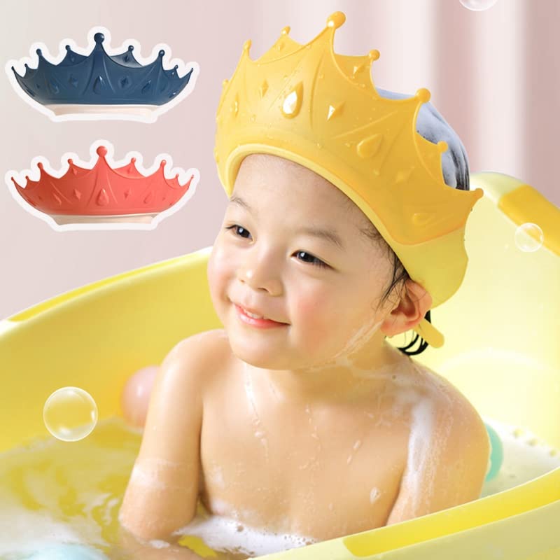 Mixdameny לתינוק אטום למים כובע מקלחת, כובע מקלחת לילדים, כובע אמבטיה מתכוונן פנים לילדים בן 0-6, מכסה מקלחת