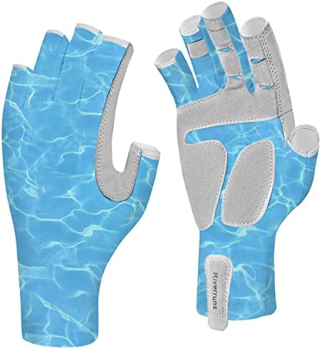 Aventik UPF 50+ כפפות דיג- כפפות דיג ללא הגנה מפני אצבעות- כפפות דיג- כפפות שמש לנשים לגברים פעילויות