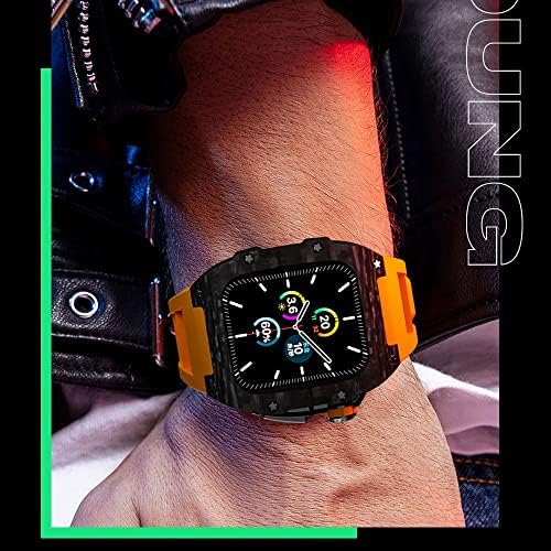 סגסוגת סיבי פחמן יוקרתית של Houcy סט רצועת רצועות של Apple Watch סדרה 8, 45 ממ גומי גומי DIY שינויים