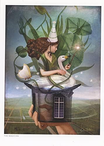 ילדה מקסימה עם שרביט על הכובע עם ירקות, אווז ופרפר-הקוסם-כרטיס ברכה ריק-1 כל אחד-החלום של קתרין