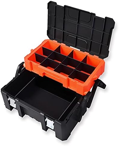קופסאות כלים מרופדות קופסאות כלים ניידות קופסאות אחסון עבות פלסטיק עבות עם מגש מארגן ומפוצל קיפול
