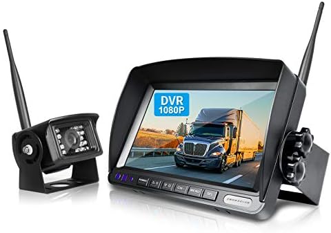 ZeroxClub HD מצלמת גיבוי אלחוטי דיגיטלית עבור RV/משאית/קרוואן/ואן/אוטובוס, 7 אינץ 'HD 1080p צג LCD ומערכת
