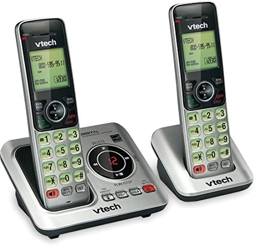 VTECH CS6629-2 DECT 6.0 טלפון אלחוטי הניתן להרחבה עם מערכת מענה ומזהה מתקשר/שיחה המתנה, כסף עם 2 מכשירים