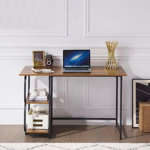 קטן שולחן מחשב, כתיבה שולחן שולחנות עם אחסון מדפים לבית משרד, מחברת שולחן תחנת עבודה סטנד