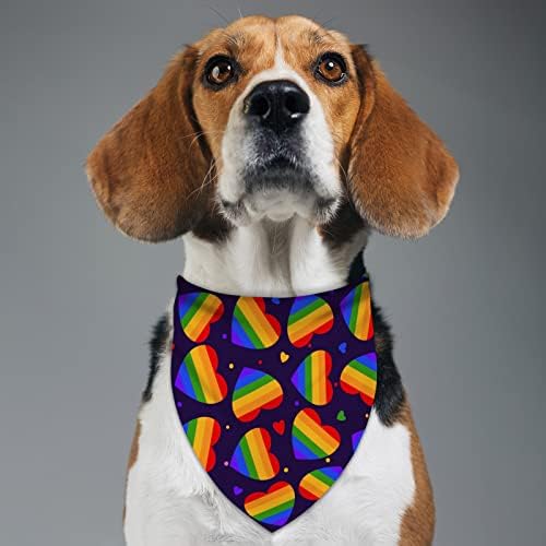 חודש גאווה כלב בנדנה LGBTQ+ יוני קשת אהבה לב חיית מחמד תלבוש