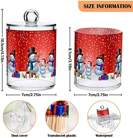 Alaza 2 Pack QTIP מחזיק מחזיק איש שלג עם רקע חג המולד מיכלי מארגן אמבטיה לכדורי כותנה/ספוגיות/רפידות/חוט