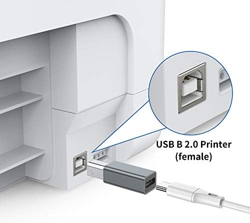 USB C נשי למדפסת מתאם זכר, USB סוג C ל- USB B המרת מחבר תמיכה בנתונים סנכרון תואם לאח HP Canon Lexmark