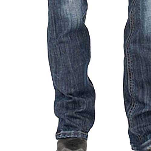 נשים אמצע עלייה מתיחה מגף מג'ינס רטרו רופף מתאים מכנסי ג'ינס מכנסיים ג'וניור וינטג 'רגל רחבה ג'ין