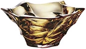 קערת זכוכית קריסטל בוהמית צ'כית 7 ''-דיא אמבר '' פלמנקו '' וינטג 'עיצוב אירופי עיצוב אלגנטי פירות פירות פירות