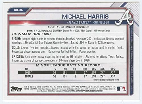 2021 דראפט Bowman BD-86 Michael Harris RC טירון אטלנטה Braves כרטיס מסחר בייסבול MLB