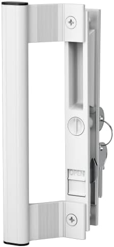 סט דלתות הזזה מזכוכית T-Haken, 6-5/8 , החלפת ידית דלת פטיו לבנה היא 1 אינץ 'עד 1-1/8 אינץ' המשמשת