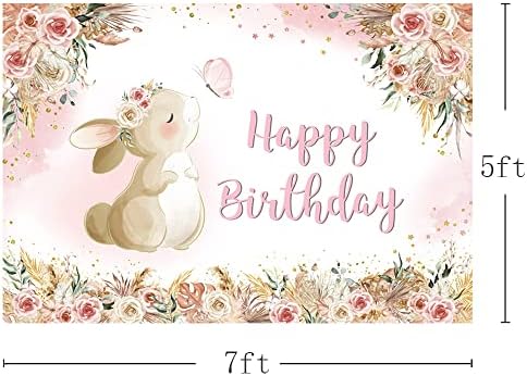 Mehofond Floral Bunny בנות יום הולדת תפאורת מים צבעי מים בוהו פרחים ארנב ארנב יום פסחא צילום רקע
