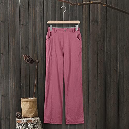 מכנסי איכרים לנשים מכנסי פשתן חוף קיץ 3/4 מכנסי טרנינג מכנסיים קפרי מותניים אלסטיים מכנסיים חצוצים