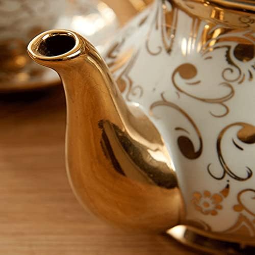 כוס תה קרמיקה של Zhuhw וכוסות קפה סין זהב סיר קערת סוכר קערת תה תה תה קומקום