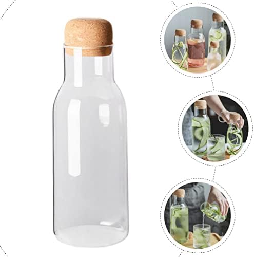 מכולות זכוכית של Upkoch בקבוק קנקן זכוכית עם מכסה עץ מכסה עץ זכוכית קרד תה קנקן קנק