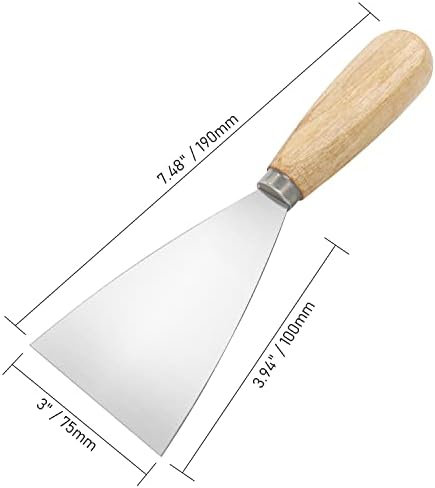 מרק סכין, 2 יחידות 3 אינץ מתכת מגרד, עץ ידית ספקל סכיני קיר גבס, מדבקות, קיר נייר, תיקון, ציור, מקליטה, גירוד