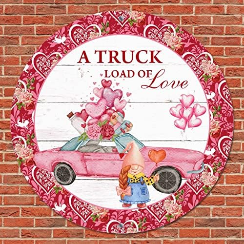 יום פח עגול של יום האהבה עומס משאית של אהבה גמדי לבבות מעגל זר שלט קיר וינטג