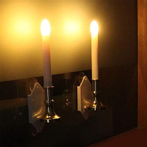 פמוט 6 לחג המולד המופעל על ידי סולארי LED חשמלי נרות נרות חסרי עור לקישוטים למסיבות ארוחת ערב ביתיות