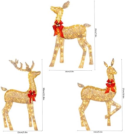 קישוטי חג המולד של צ'נגזוי 3 חלקים קישוט איילים קישוט מואר צבי מואר משפחה חיצונית קישוט חורף