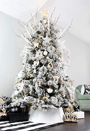 קישוטי כוכבי כוכבי החווה של Auldhome; עץ עם אמייל לבן קישוטי חג המולד של כוכב 2 אינץ ', סגנון אמייל וינטג'