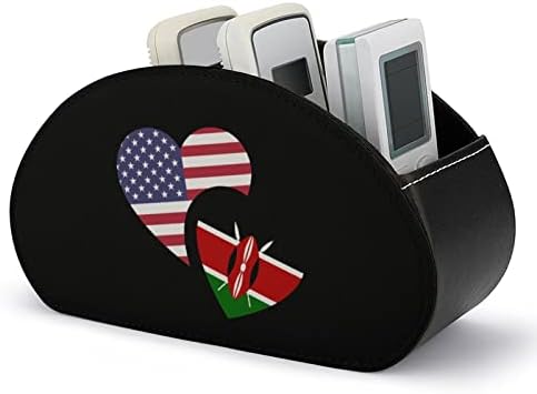 קניה ארהב דגל טלוויזיה שלט רחוק מחזיק עם 5 תאים עור מפוצל תיבת אחסון ארגונית עבור ציוד משרדי