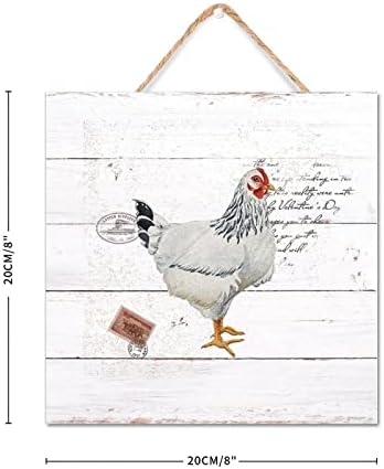 חותם עץ של תרנגול וניעוד חותמת 8x8in חותמת דואר תלויה שלט עץ עץ מתנה רעיון מתנה חווה קישוטי קיר סגנון