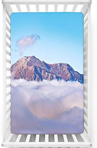 הרים ערפיליים גיליון עריסה מצויד, סדין עריסה סטנדרטי מזרן סדין אולטרה רך-תינוקות לבנים, 28 x52, multicicoror