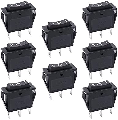 TWRQA 8PCS AC 250V/15A, 125V/20A ， שחור הפעלה/כיבוי/ON/ON SPDT 3 PIN 3 מתגי נדנדה מיני סירה