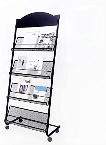 מתלה מגזינים VMSiuory Floor, עיתון ברזל עם 4 שכבות מתלה מדף ספרים סלולרי מדף ספרים פשוט מתלה עמוד יחיד