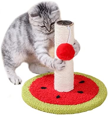 פירות חתול גרדן חמוד אנכי חתול גרוד פשתן חתול גרדן עם תליית פומפונים כדור עבור מקורה חתול חתלתול