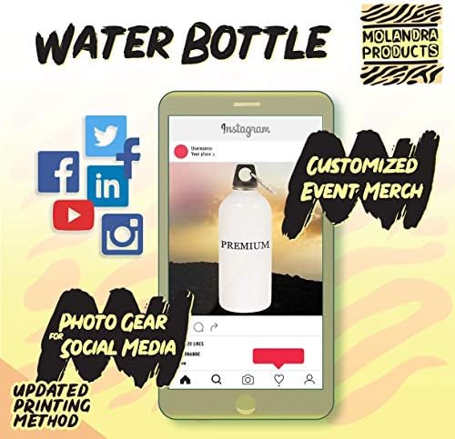 מוצרי מולנדרה debit - 20oz hashtag נירוסטה בקבוק מים לבן עם קרבינר, לבן