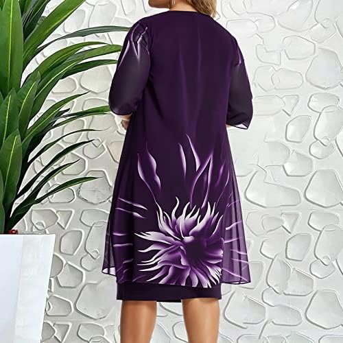 נשים 2023 ליידי סריגה אלגנטית שמלת שכמייה בתוספת הדפסה בגודל שמלות חצי שרוול