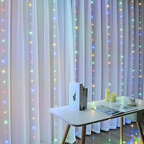 Guangming - 300 וילון LED קל קשת RGB צבע שינוי אור רקע רב -פונקציונלי עם שלט רחוק פיות אור מיתר למסיבת