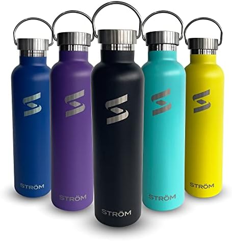 Strom 32oz אקווה בקבוק מים מפלדת אל חלד, מברשת ניקוי בחינם, מתאימה מחזיקי כוס, ללא פלסטיק, BPA חופשי, מבודד ואקום,