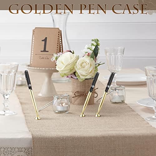 Nuannuan 10 חתיכות עט שולחן עט מסתובב מוט מסתובב מעמד סיבוב זהב עיפרון בסיס קרן קרן, מארגן עט מתכת