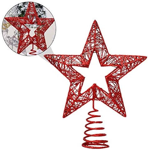 Valiclud Crafts חג המולד עץ חג המולד עץ עליון עליון כוכב חמש נקודות אבזרי קישוט ברזל אבזרים חלול חמש נקודות