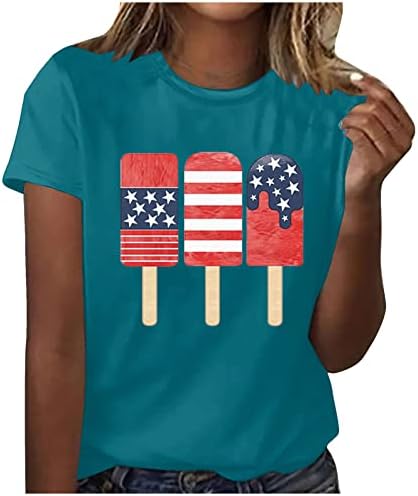 חולצות יום העצמאות נשים קיץ צמרות מגניבות חולצת טריקו גרפית מצחיקה חולצות חמודות חמודות שרוול קצר צוואר