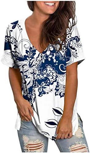 זלובה פלוס גודל גודל חולצות לנשים אביב אביב קיץ אופנה חוף הדפס מזדמן דפוס חולצת טריקו שרוול קצר