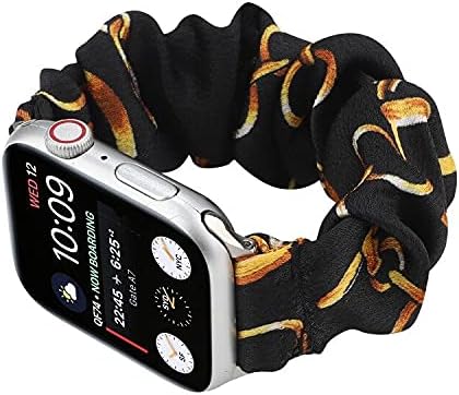 Scrunchies Highgo Hair and Band תואמים לפס שעון Apple 44 ממ 42 ממ 40 ממ 38 ממ, בד רך דפוס רך