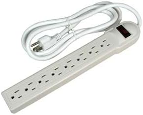 6ft 8-Outlet Surge Surge מגן 14AWG/3, 15A, 90J Sullege Suregesor, UL/CUL רשום, לבן, 5 חבילה