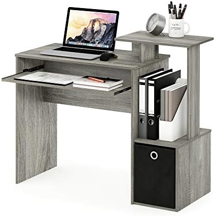 שולחן כתיבה למחשב משרדי ביתי רב תכליתי, אפור אלון צרפתי