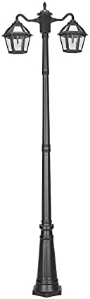 ערכת תאורת עמוד מנורה סולארית של גמא סוניק פולאריס, גובה 91.875 אינץ', שרף שחור בעל ראש כפול חיצוני