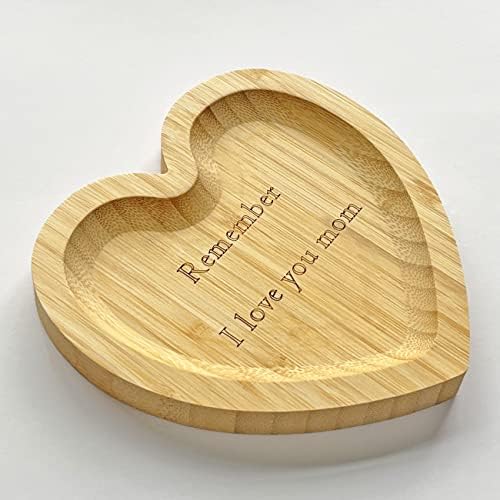 אני אוהב אותך אמא לב בצורת צלחת, חקוק עץ תכשיטי מגש עבור אמא,עץ מתנה עבור אמא של יום ואמא של