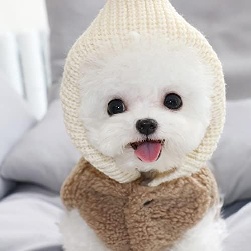 MJWDP כובעים סרוגים עם סוודר כדור לכלבים חורף חיל חיות מחמד מחמד ללא שרוולים ללא שרוולים מעיל חליפת מחמד